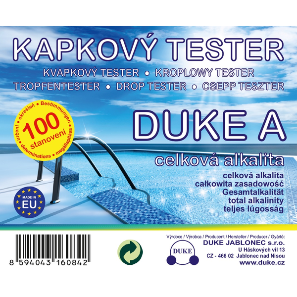 Kvapkový tester DUKE A na alkalitu